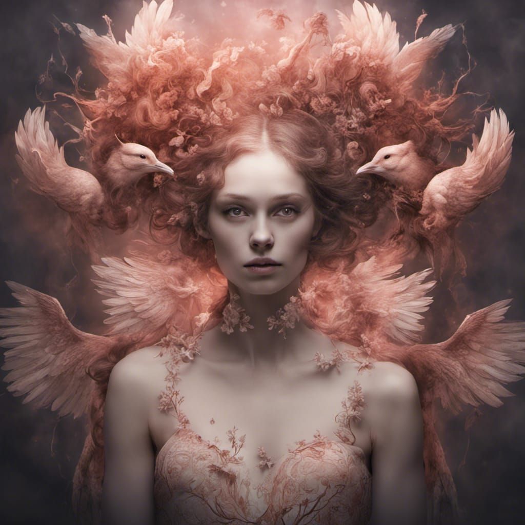 Swan Goddess Transformation in Detailed Matte Painting