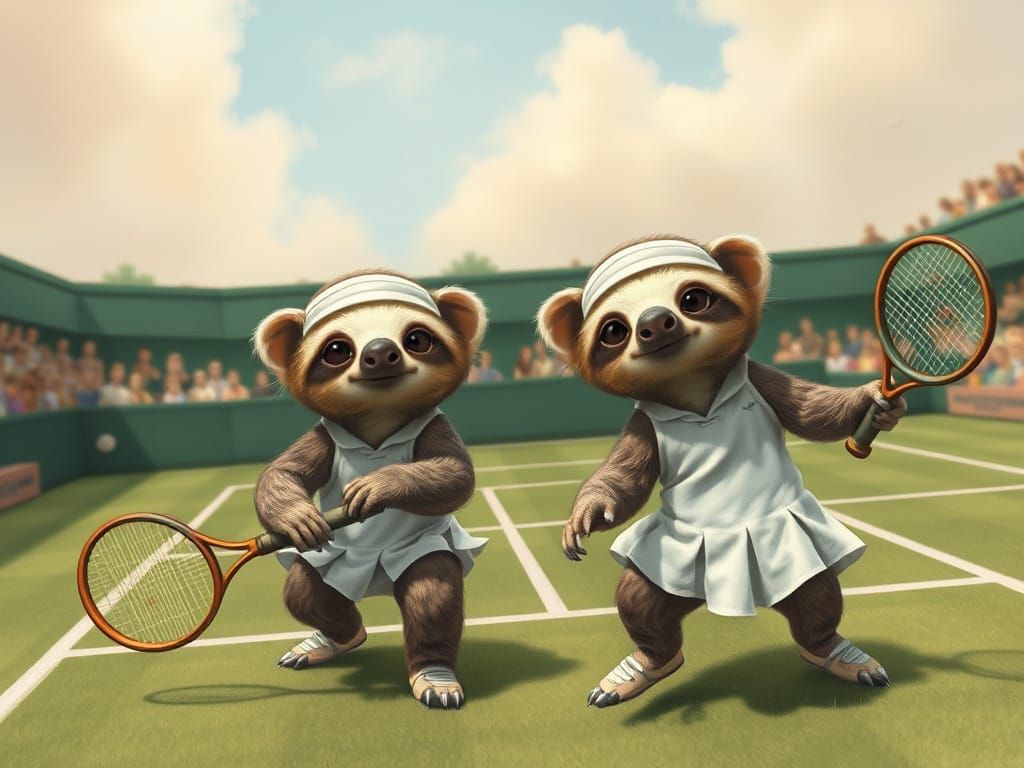 Sloths Play Tennis at Wimbledon in Whimsical Style