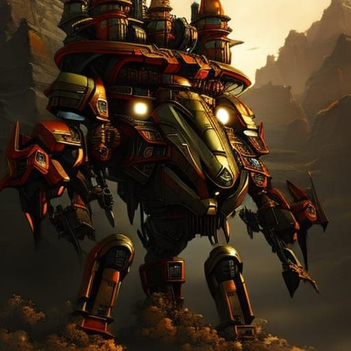 Cyborg Beast Charges Through Wasteland: Gritty Digital Art