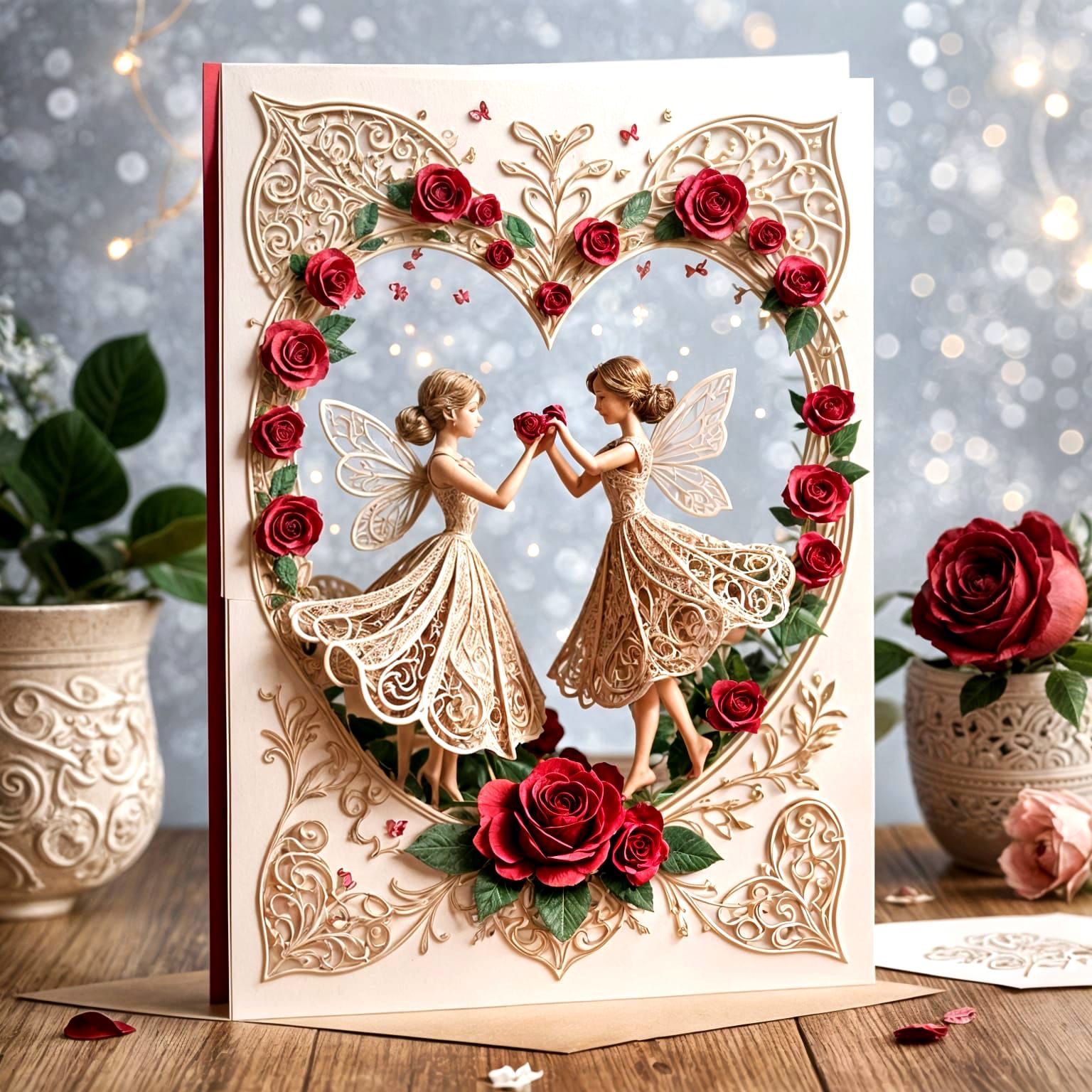 Mother and Daughter Dance in Heart-Shaped Rose Garden