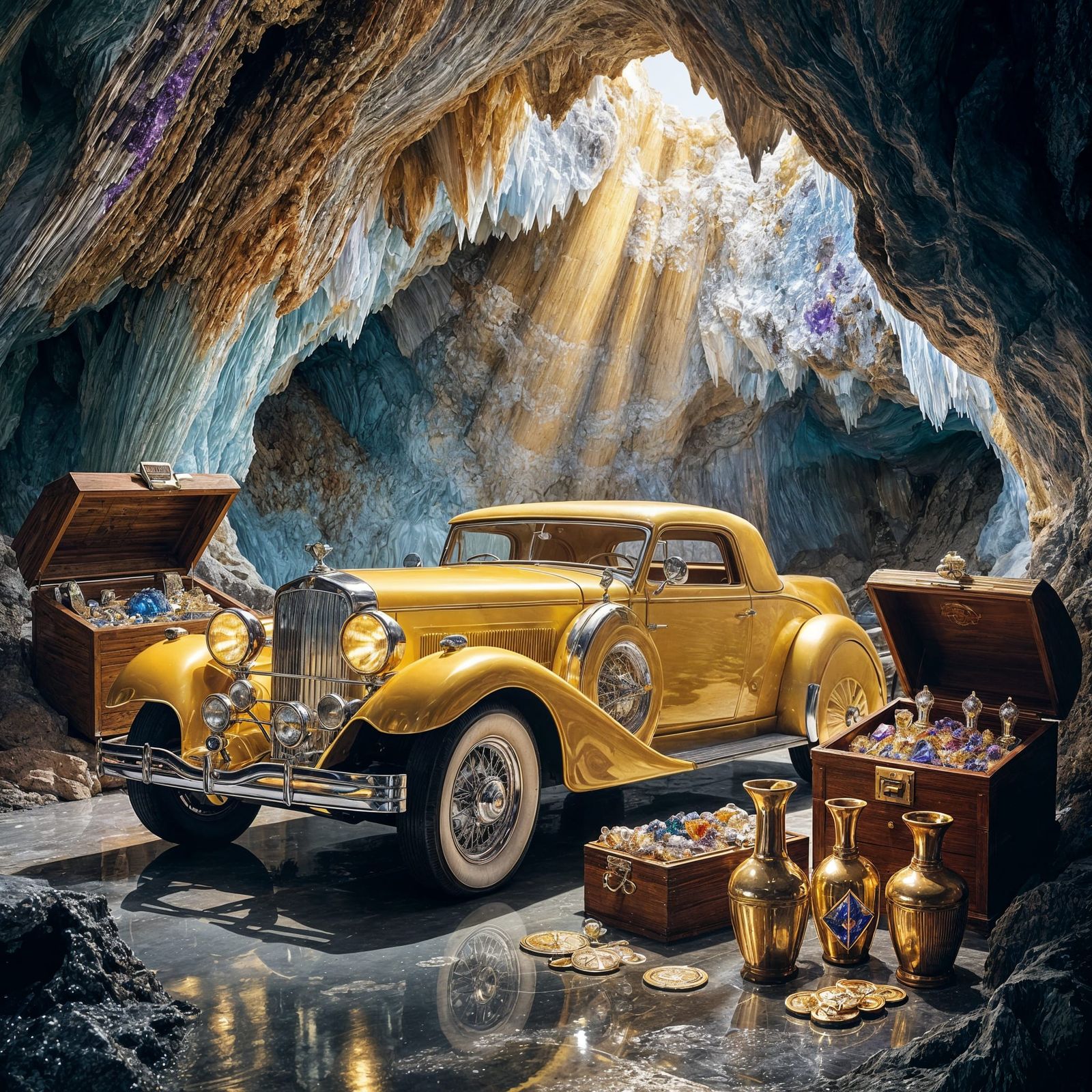 Surreal Duesenberg in Crystal Cave, Dreamlike