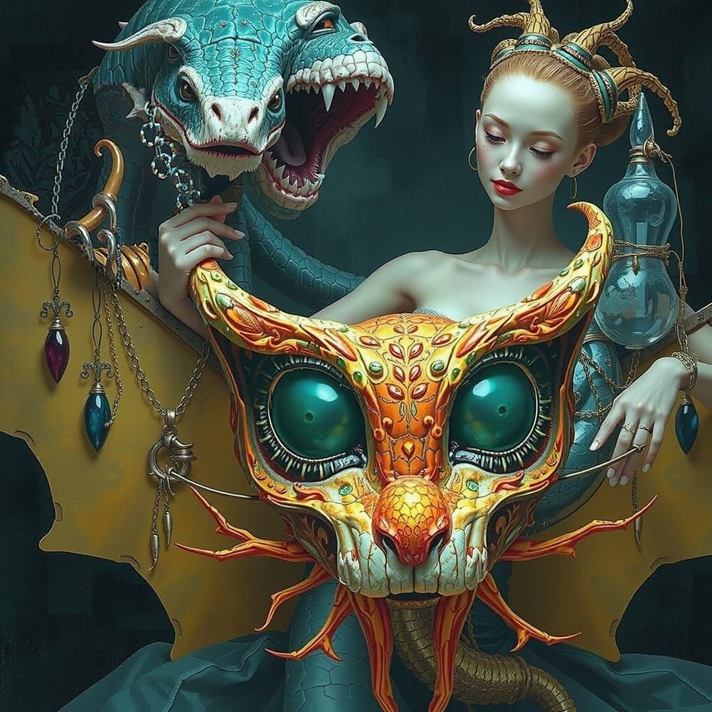 Vibrant Geometric Hyperrealism in Vermillion and Violet