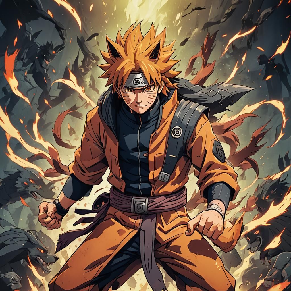 Angry Naruto and Kurama: Cel-Shaded Manga Art