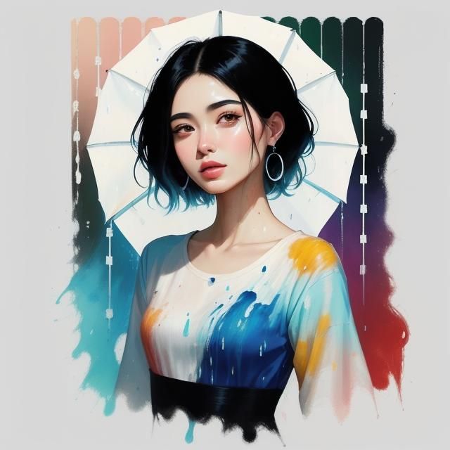 Abstract Bauhaus Art with Digital Rain Effect