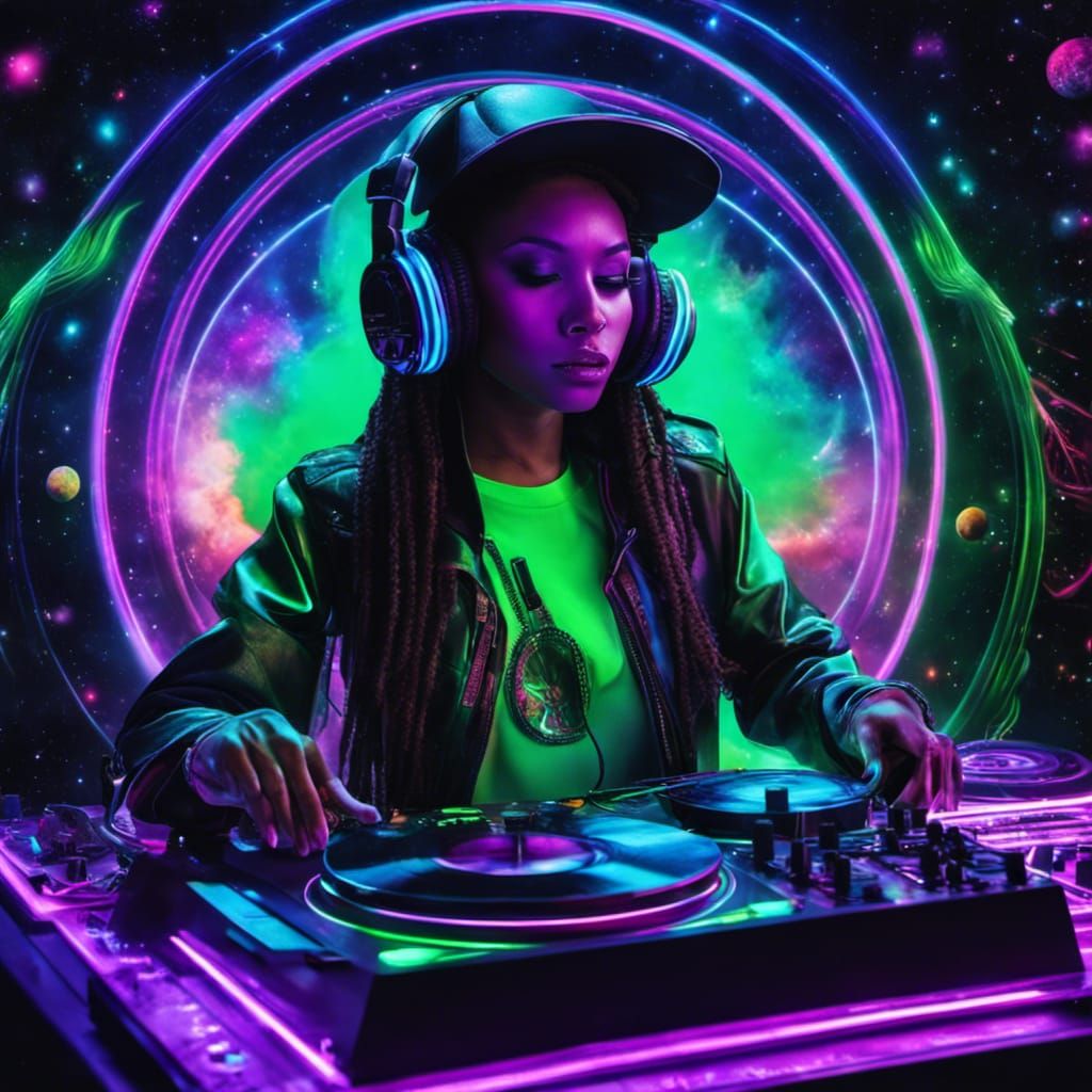 Deep Space DJ in Neon 80s Style