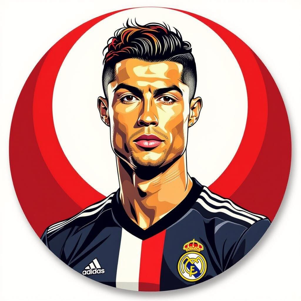 Cristiano Ronaldo Portrait in Bold Cartoon Style