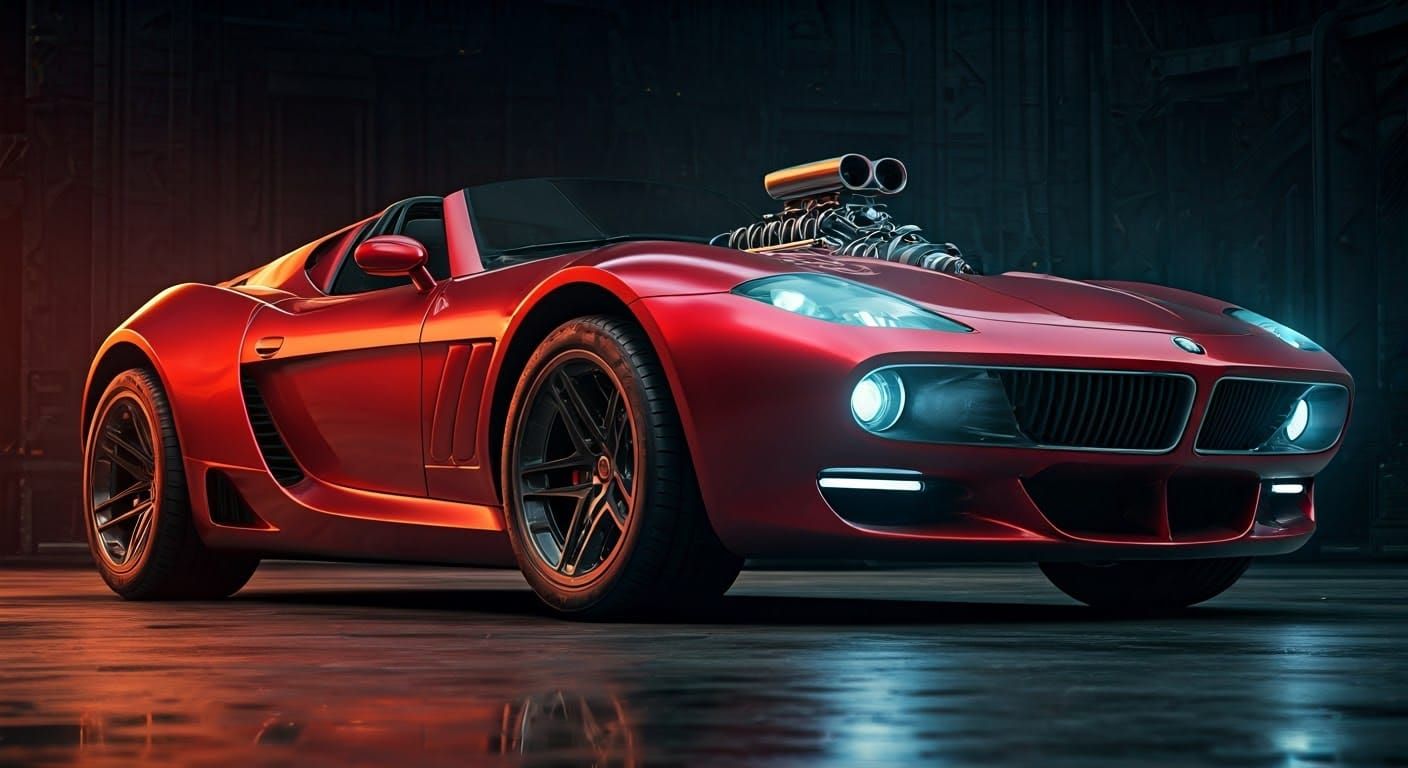 Mad Max-Inspired Red BMW Z1 Concept in Cyberpunk Style
