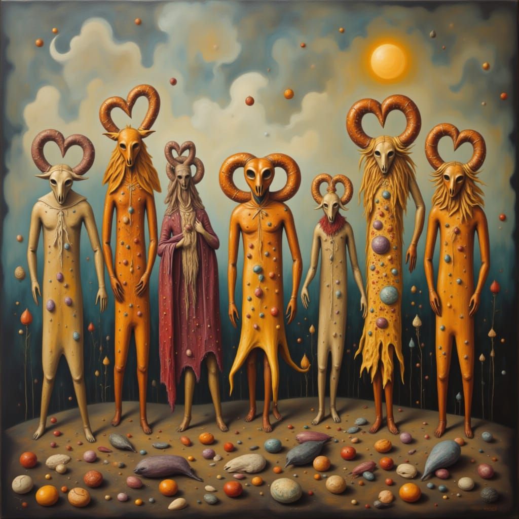 Abstract Pagan Moon and Pretzel People Art