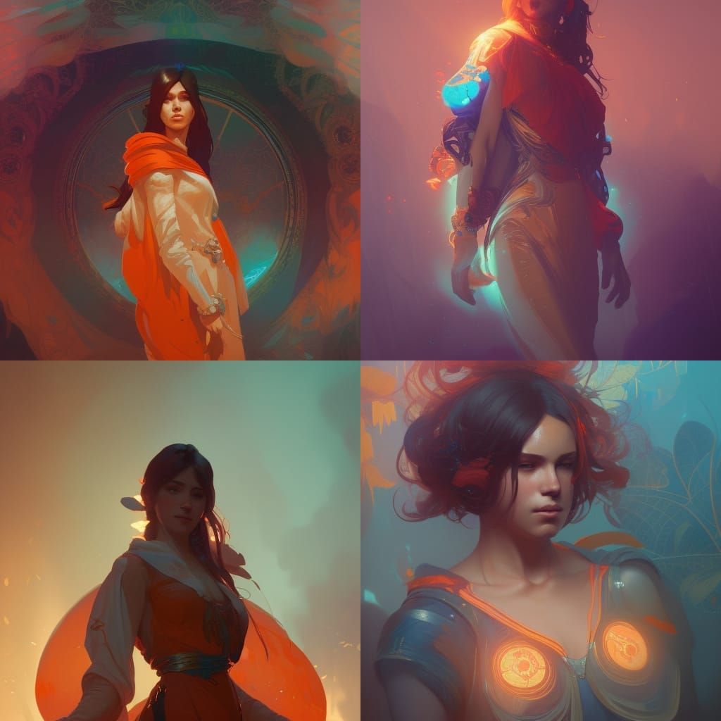 Beatriz Concept Art in Orange and Teal
