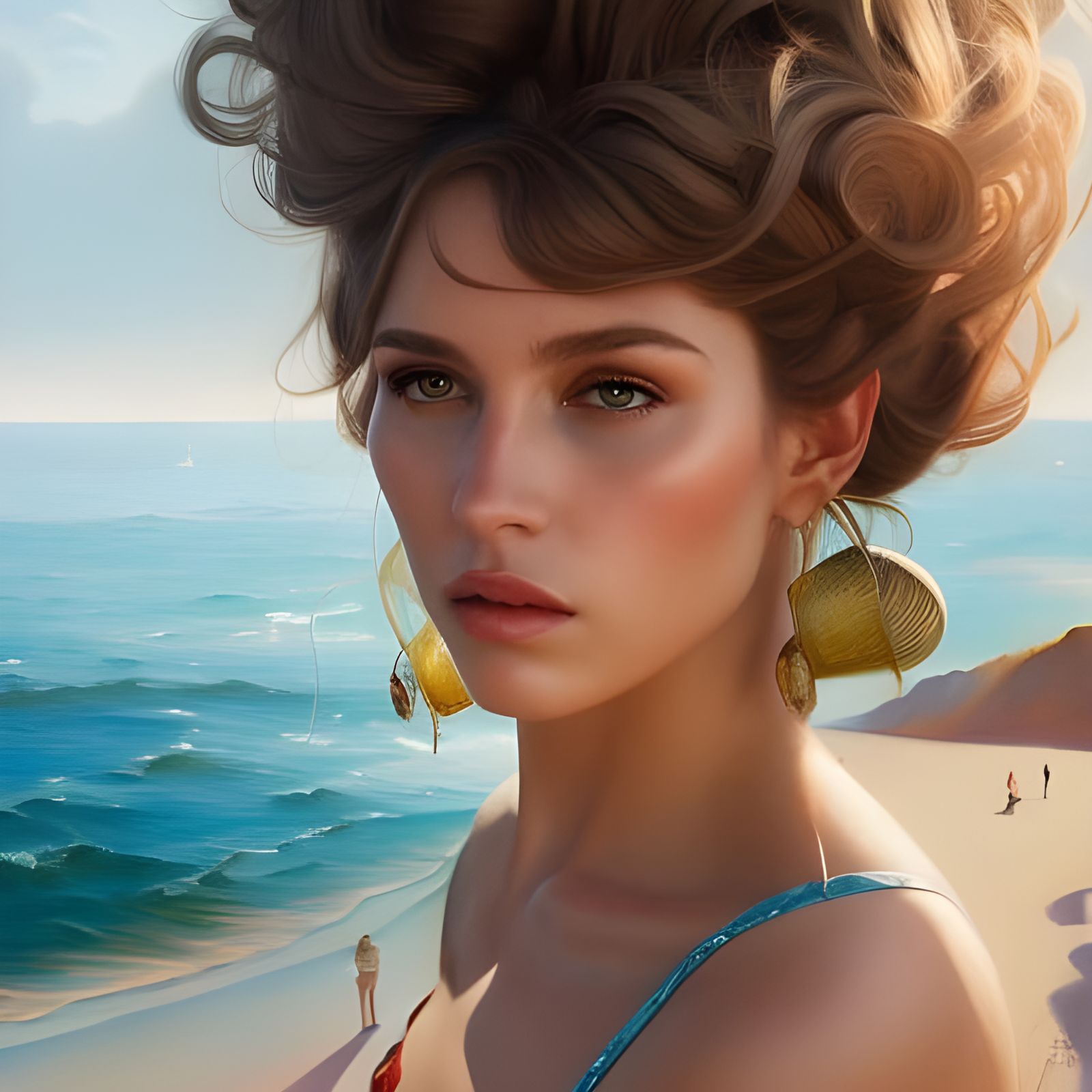 Glamorous Beach Portrait in Film Noir Style