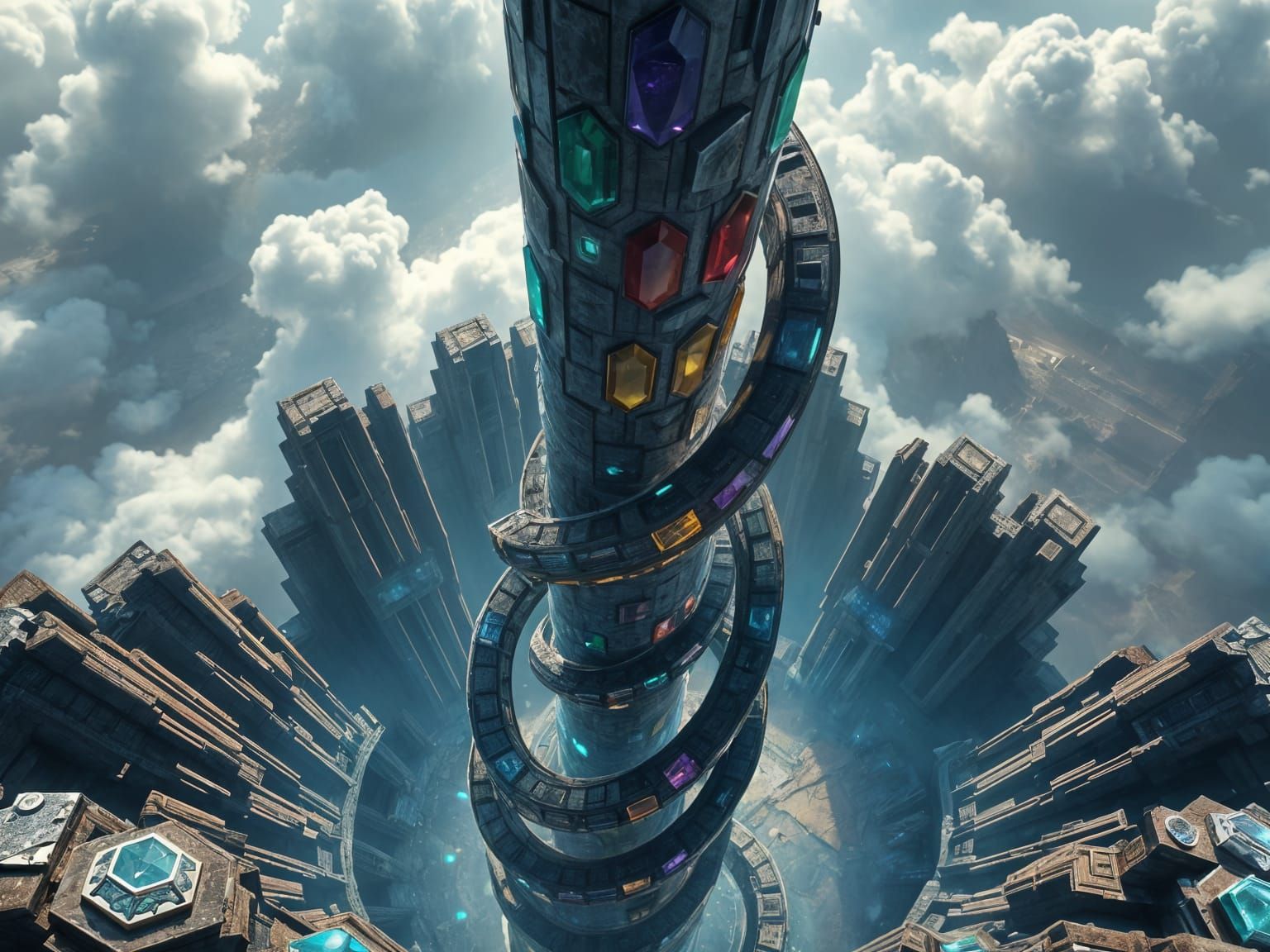 Dizzying Gemstone Tower in Hyperdetailed Concept Art