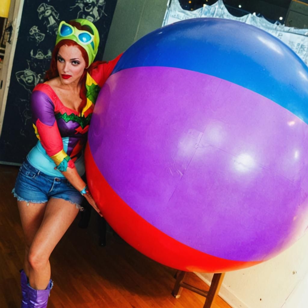 Poison Ivy with Beach Ball, Comic Book Art