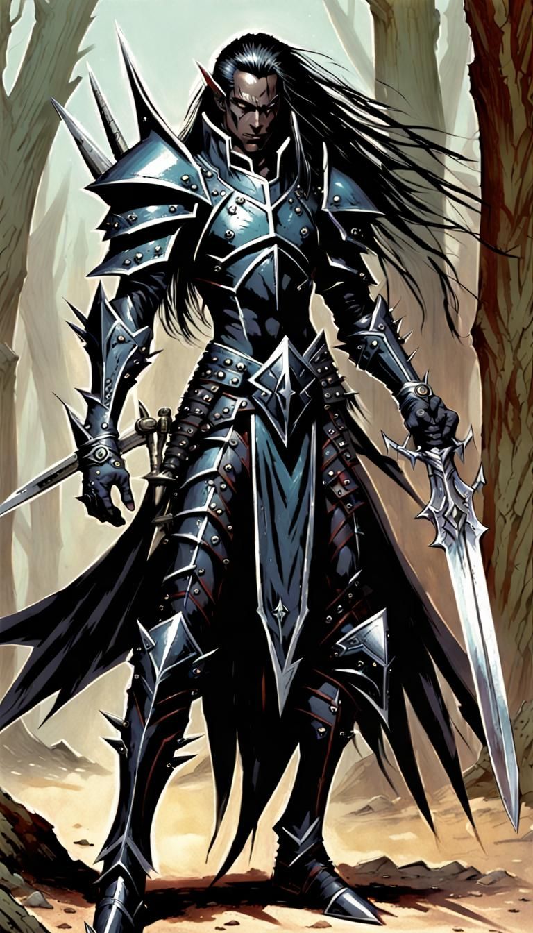 Dark Elf Blademaster in Spiked Armor