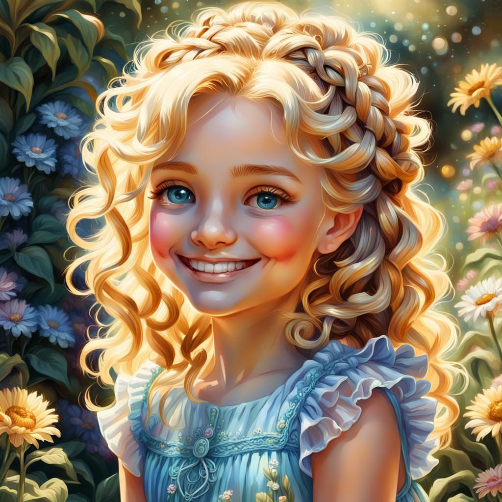 Fantasy Girl with Braids in Sunlight, Louis Royo Style