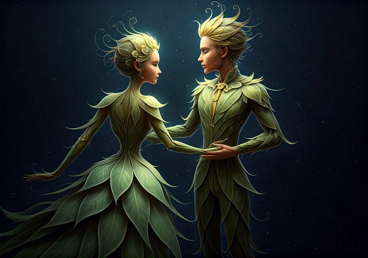 Lukas & Portia Petallic Humanoid Stick-Figures