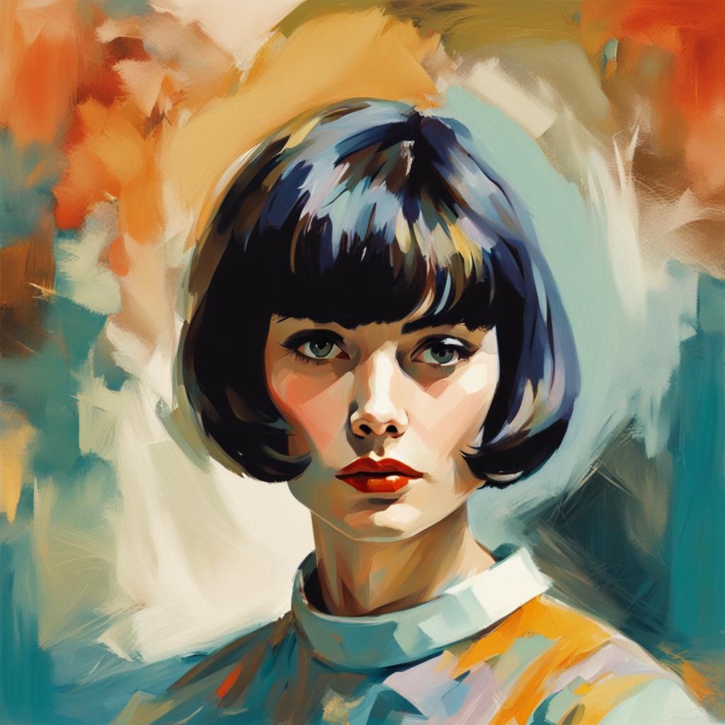 1960s Woman Portrait in Alla Prima Oil Style