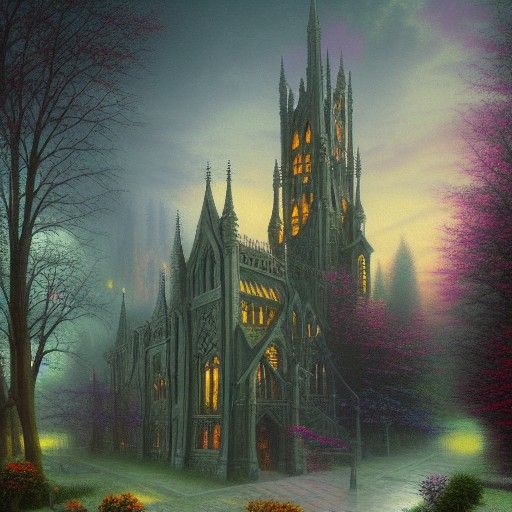 Ethereal Gothic Library in Fantasy Style