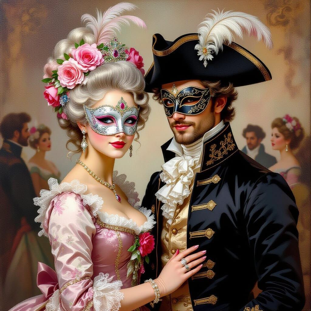 Rococo Masquerade Ball Painting