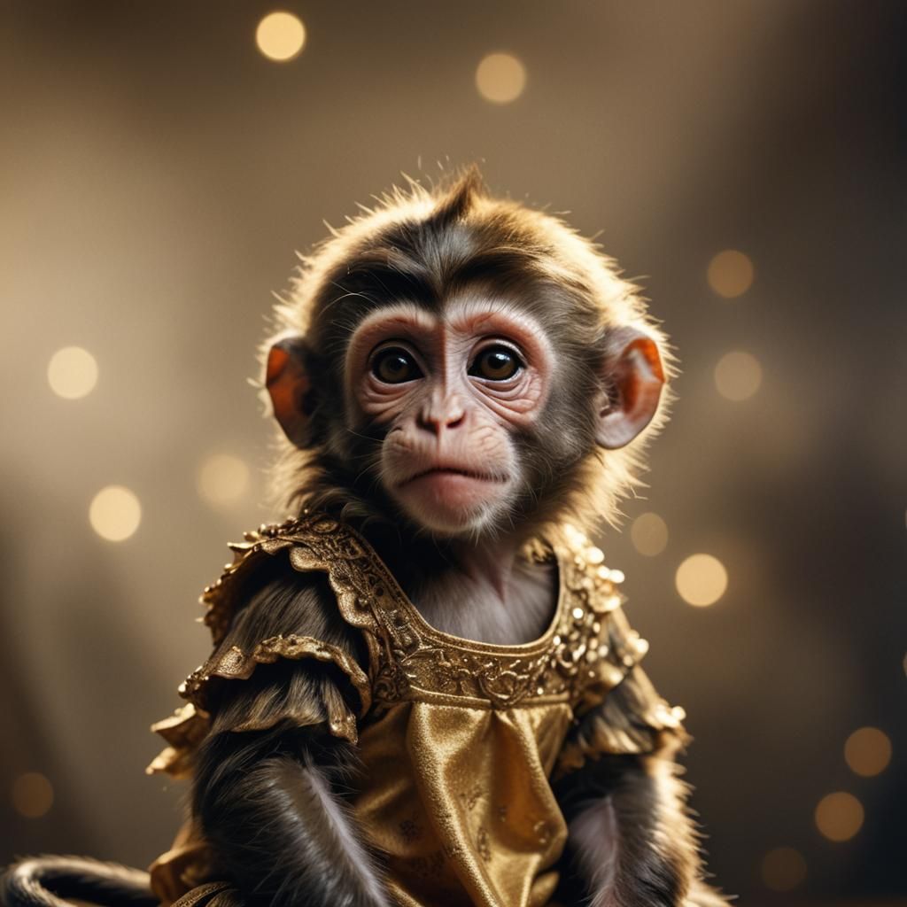 Hyper-Realistic 3D Render of Baby Monkey in Dress