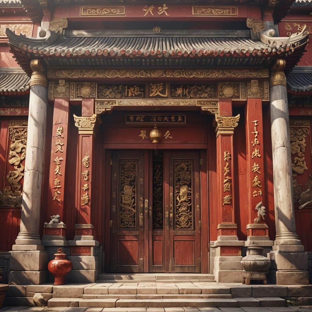Majestic Shaolin Temple Entrance in Sunlight