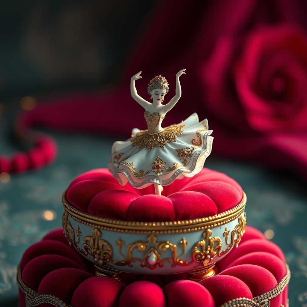 Ethereal Ballerina Music Box in Golden Filigree