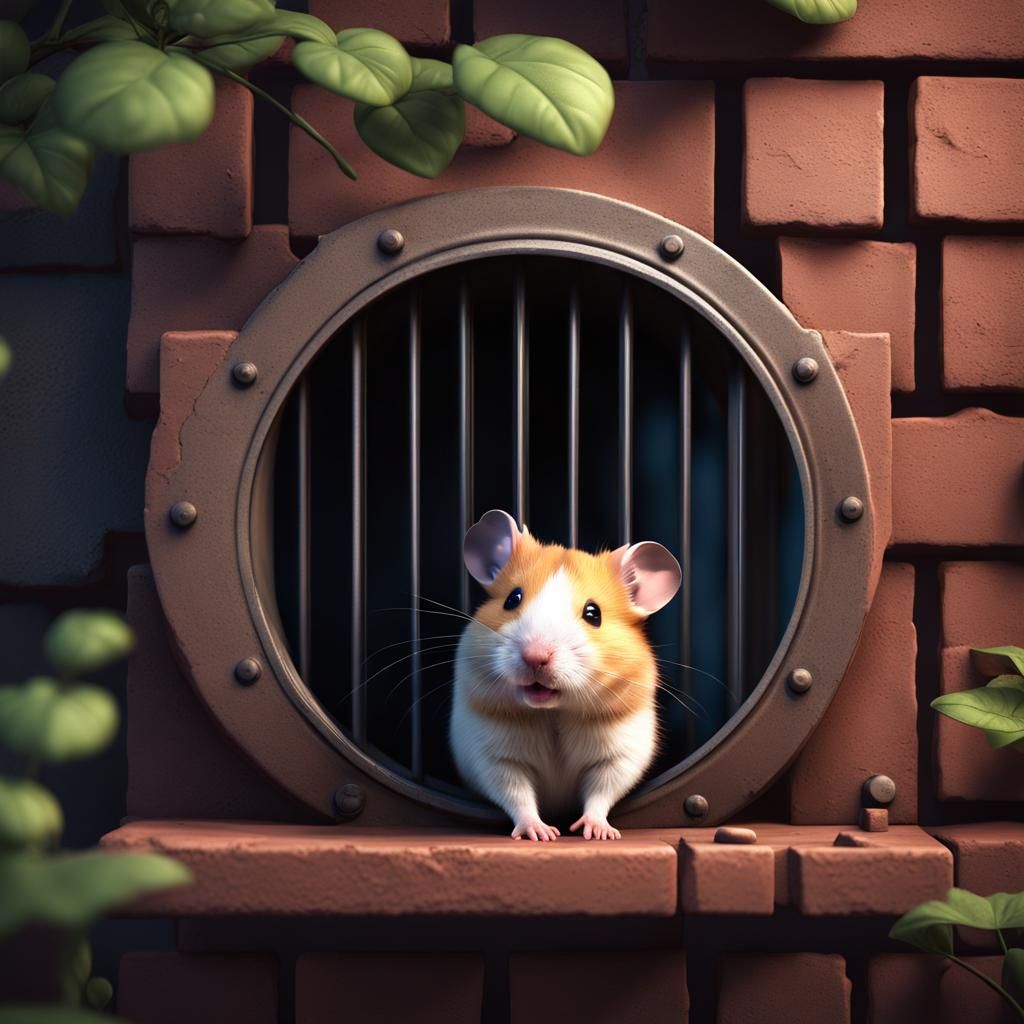 Cute Hamster in a Vent: Detailed Matte Painting