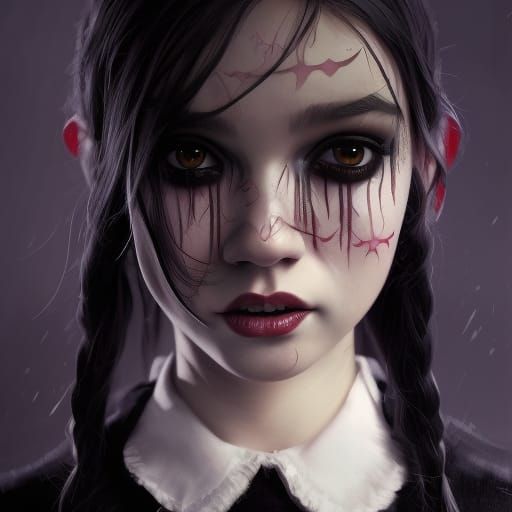 Wednesday Addams in Hyperdetailed Digital Art
