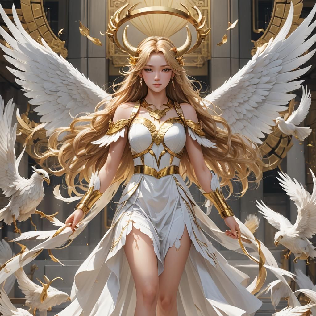 Anime Style Woman with Wings and Horns