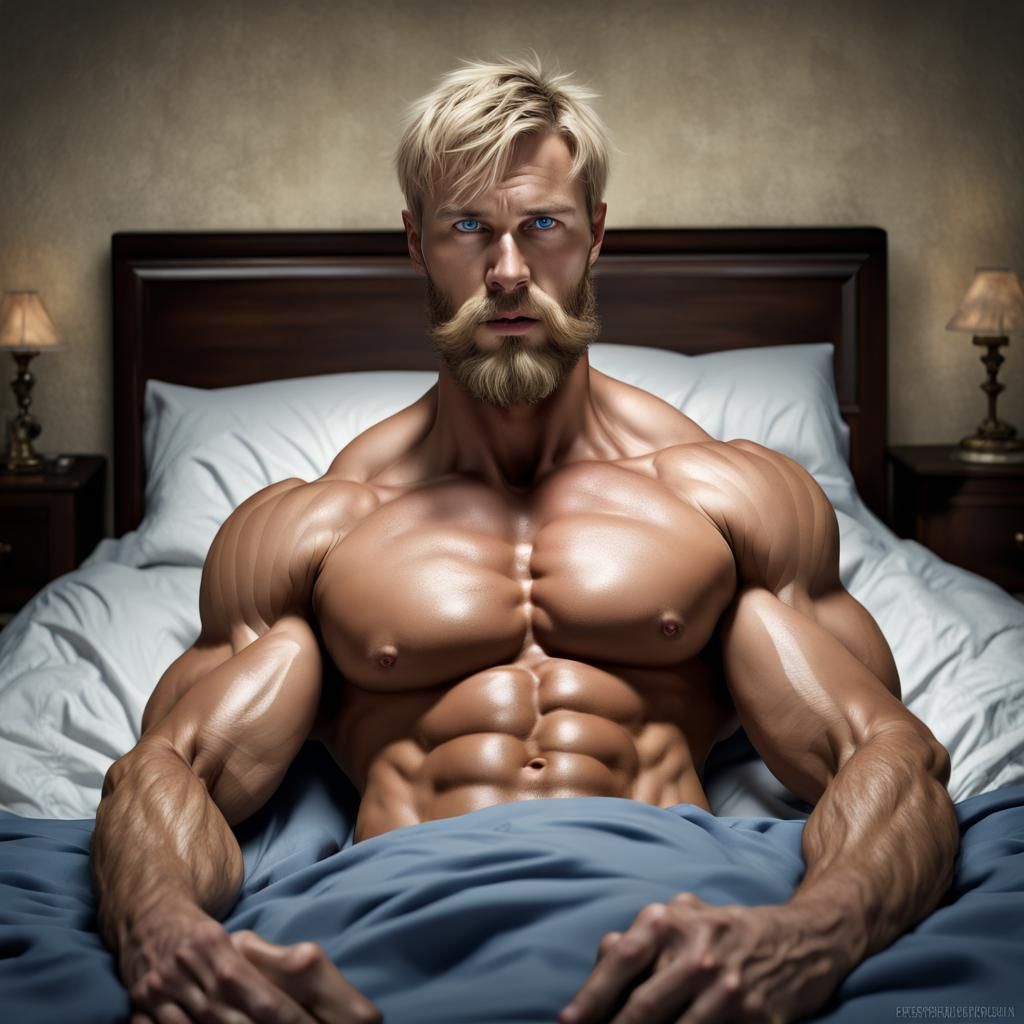 Massive Bodybuilder Flexing: High-Definition Fantasy Art
