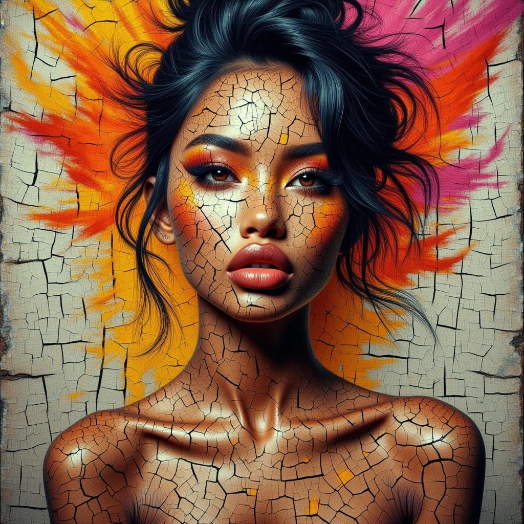 Distressed Portrait in Vibrant Colors