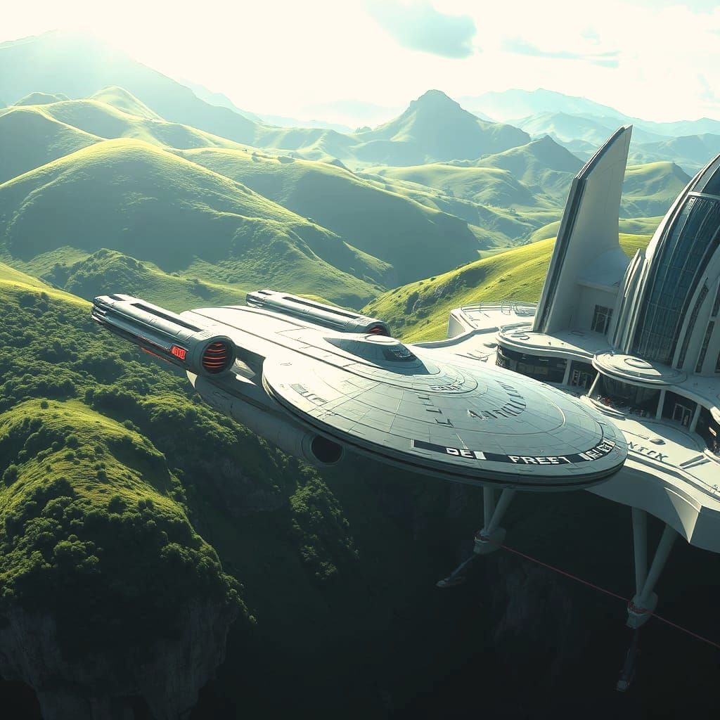 Enterprise at Star Fleet Academy on Earth in Futuristic Styl...