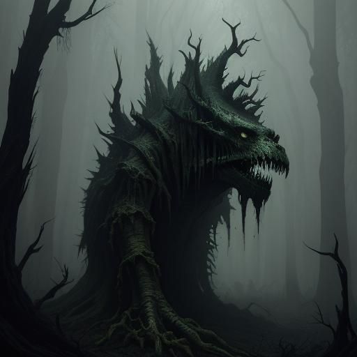Eerie Forest Creature in Dark Fantasy Style