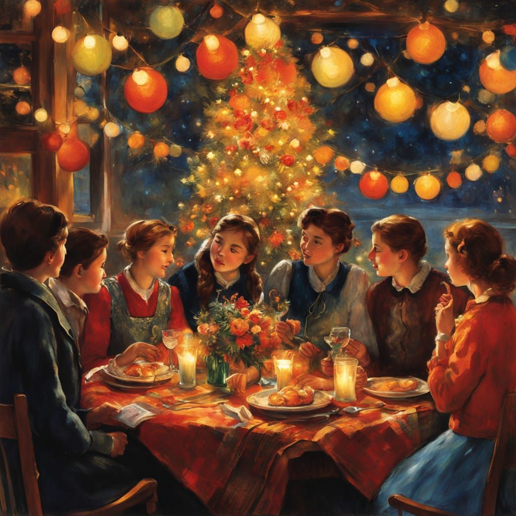 Winter Wonderland Christmas Gathering in Vibrant Colors