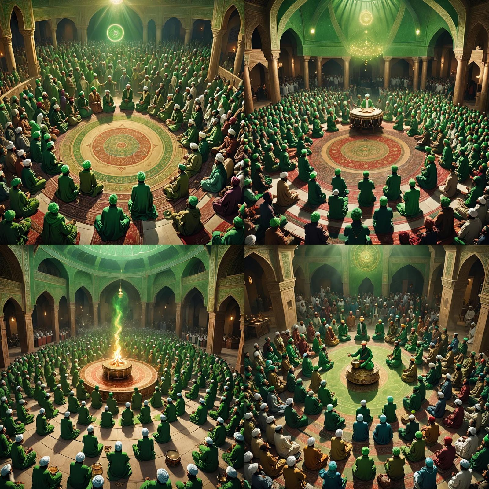 Sufi Devotees Chanting in Circle: Detailed Digital Painting