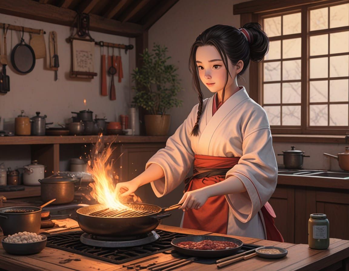 Nezuko Kamado in Vibrant Cel-Shaded Anime Style