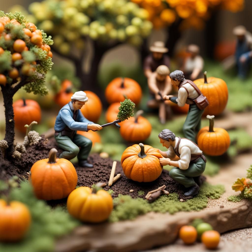Miniature World Harvest: Whimsical and Ultra-Realistic