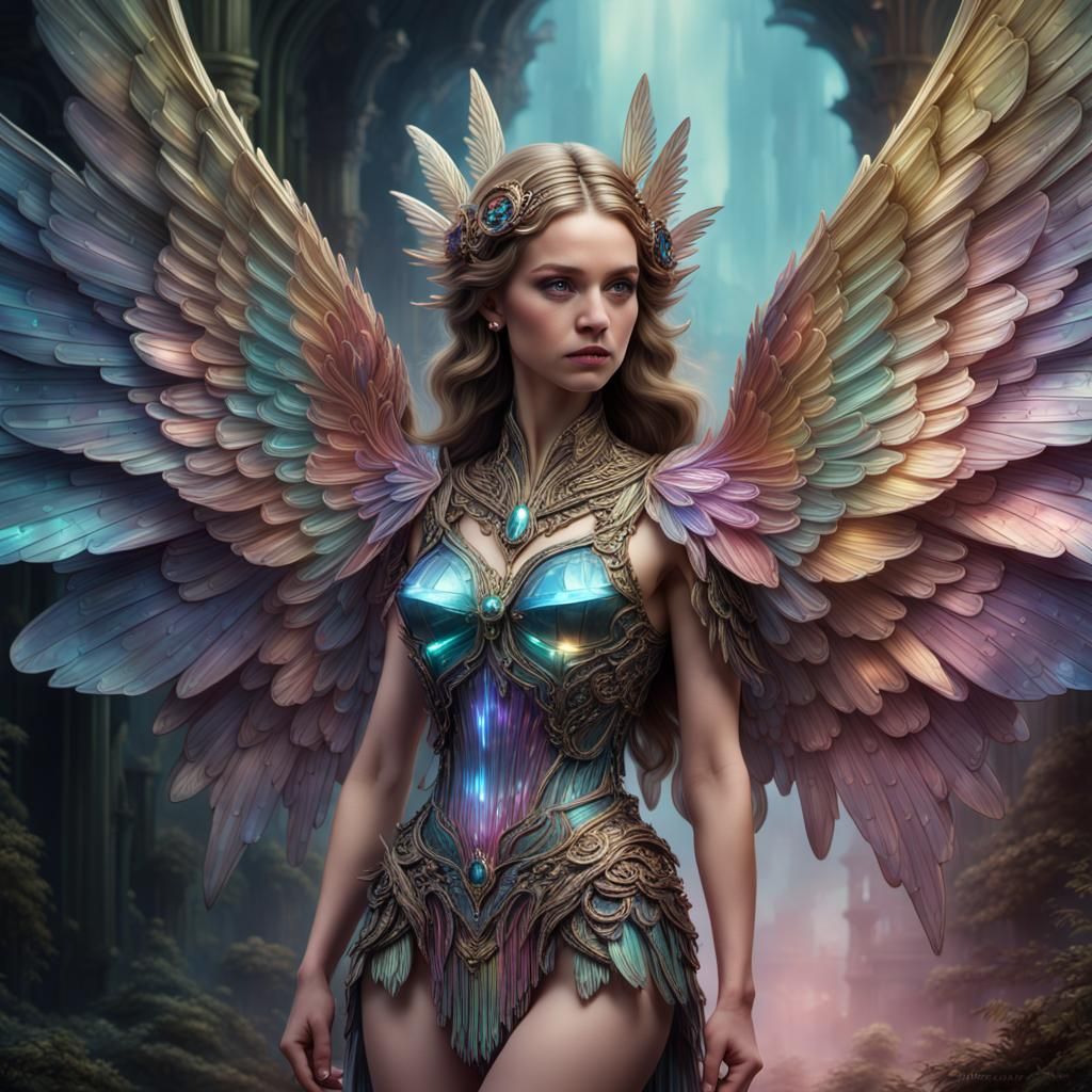 Bismuth Crystal Fairy with Large Wings