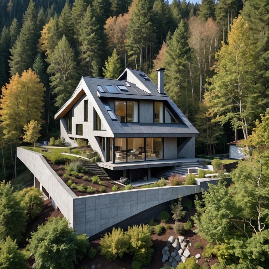 Unique Asymmetrical House Design with Modern Architecture