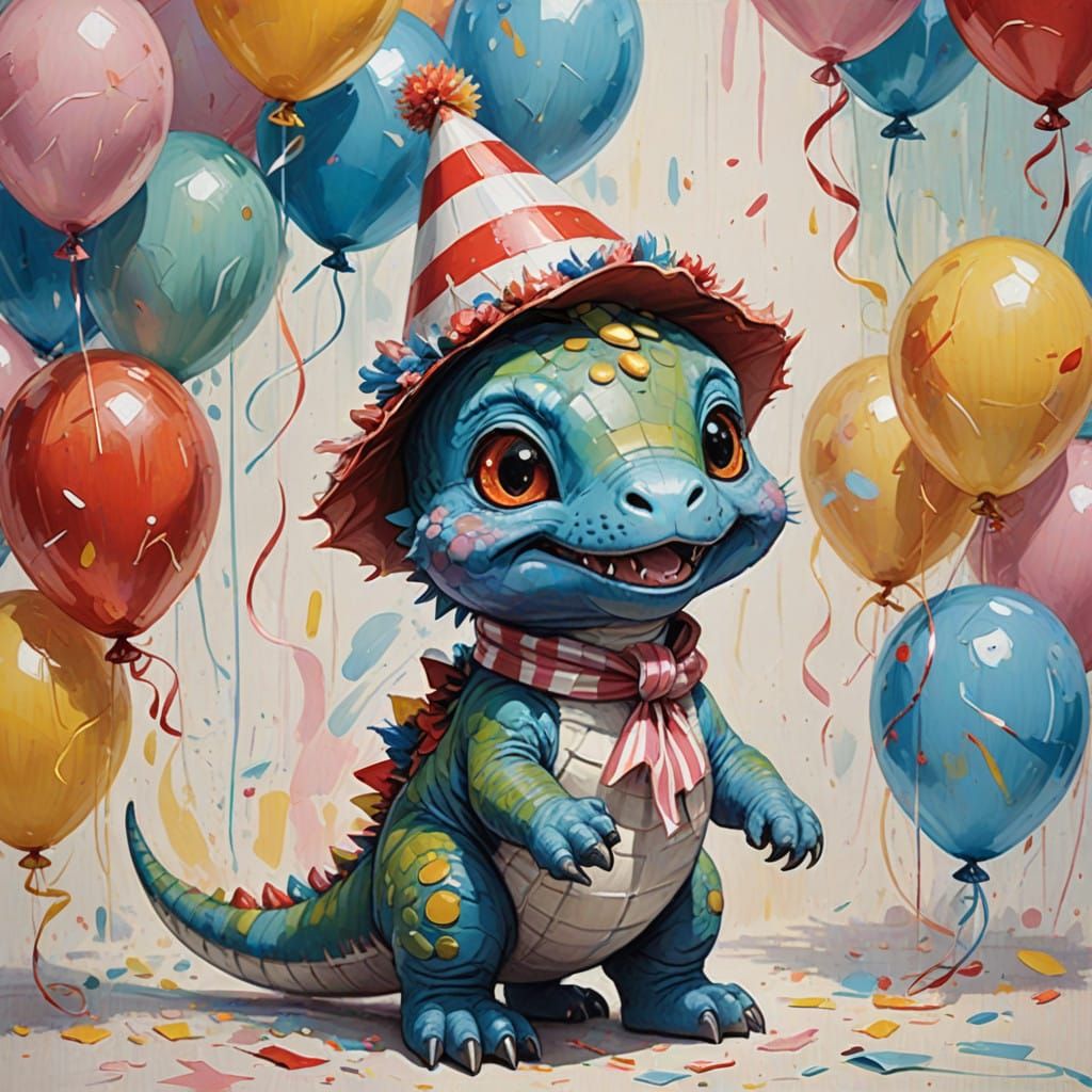 Chibi Dino Celebrates Birthday in Vibrant Style