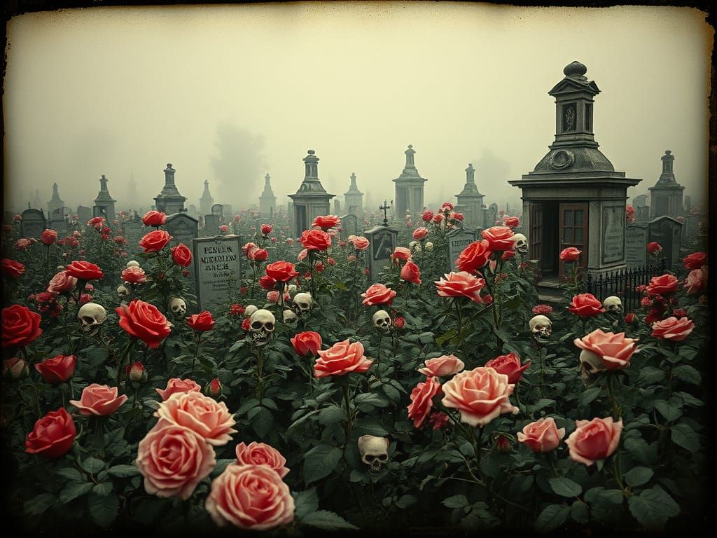 Gothic Rose Garden with Skull Blooms