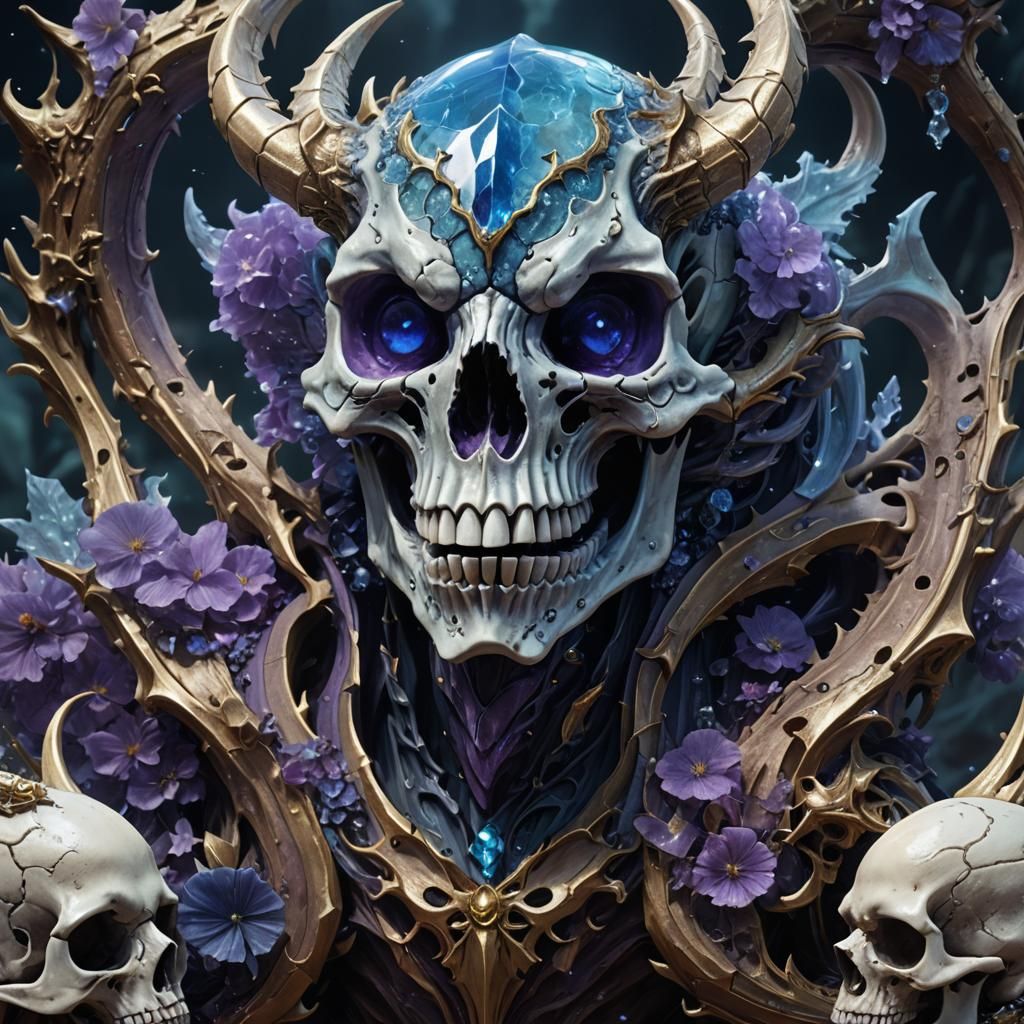 Blue Amethyst Dragon Skull Fantasy Concept Art