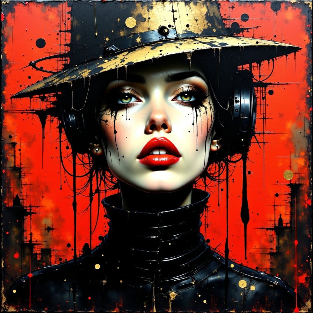 Intense Techno-Organic Portrait in Gothic Surrealism