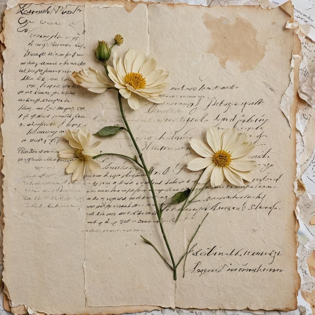 Vintage Flower Junk Journal Page Flat Lay