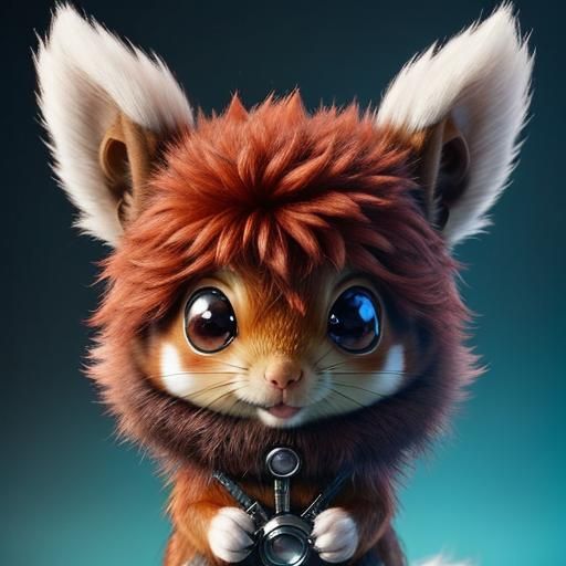 Knitted Red Baby Squirrel with Mohawk