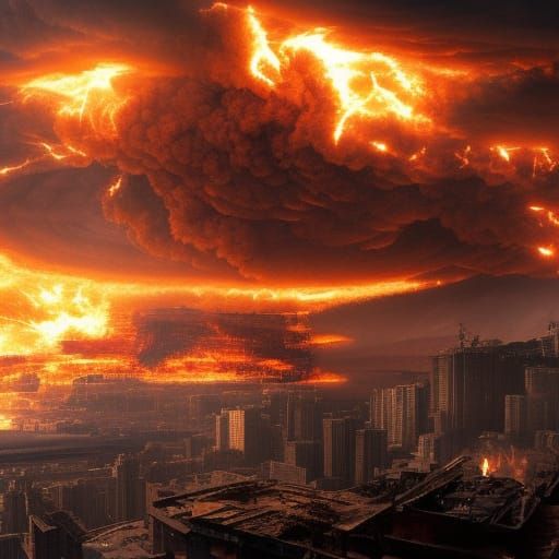 Epic Firestorm Digital Matte Painting