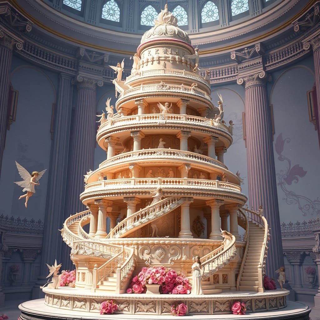 Anime-Style Wedding Cake with Fairies and Elves