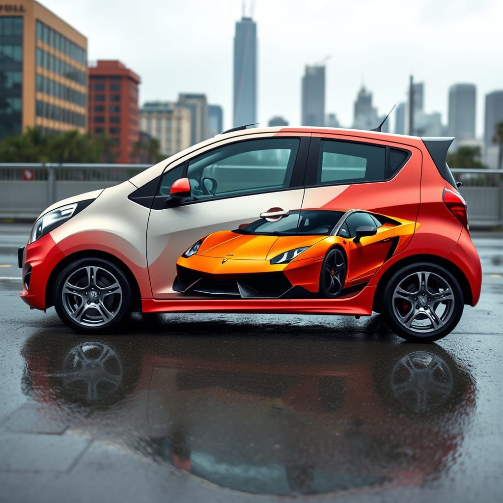 Airbrushed Lamborghini on Chevrolet Spark Portrait