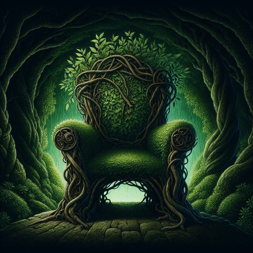 Fantastical Chair of Branches in Dark Fantasy Style