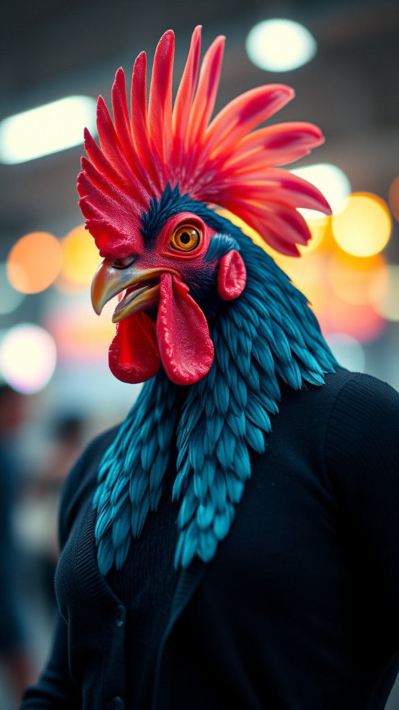 Blue Bodybuilder in Chromatic Polaroid Gym