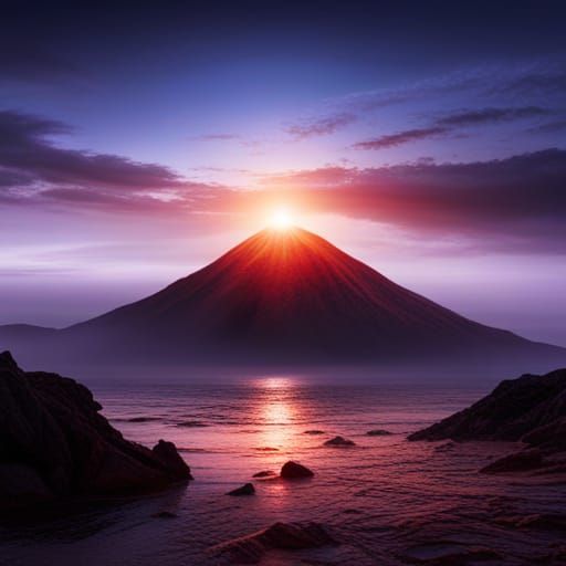 Volcanic Eruption at Dusk: Dramatic Digital Painting